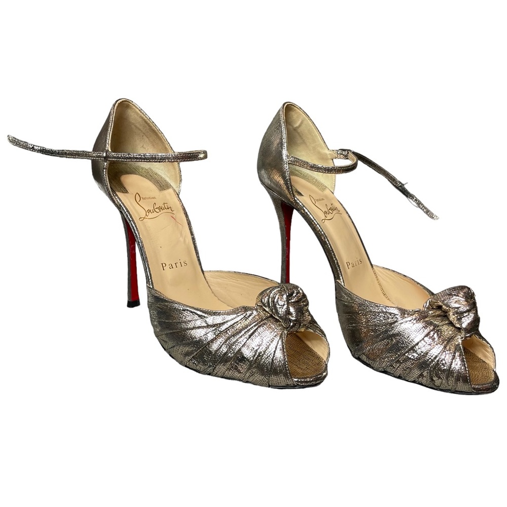 Christian Louboutin Marchavekel Lame Mercure Gold Heels with Red Bottoms